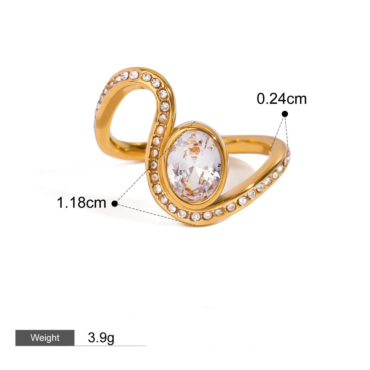 18K Gold Geometric Gemstone Ring for Women - Argesteel