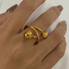 Modern 18K gold spherical ring for daily fashion wear