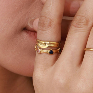 Heart Gemstone Open Ring – 18K Gold Plated Exquisite Design | Argesteel