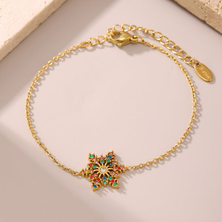 Snowflake Gemstone Bracelet – 18K Gold Plated Luxury | Argesteel