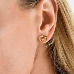Custom Engraved Name Earrings - Personalized Script Stud Earrings - Argesteel