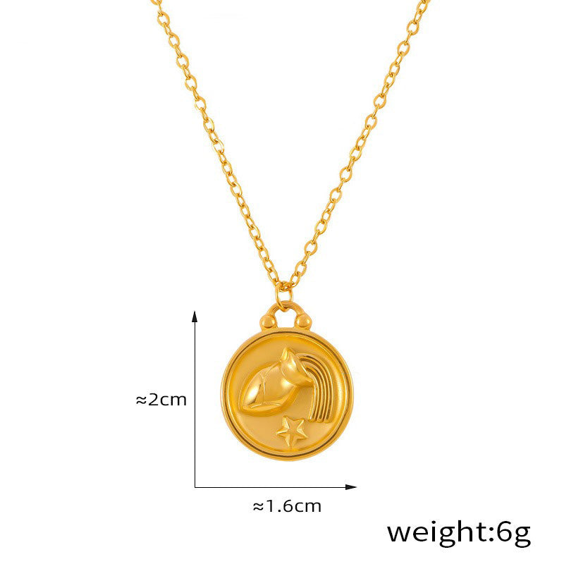Zodiac Constellation Pendant Necklace – 18K Gold Plated - Argesteel