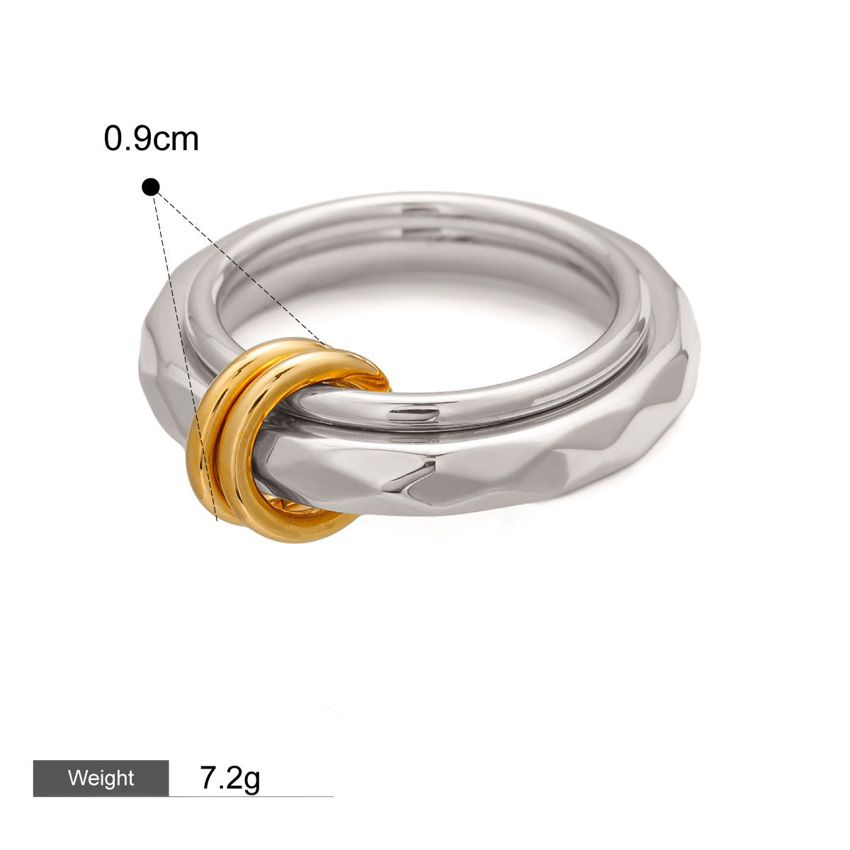 18K Gold Eclipse Duo Interlocking Double Circle Ring - Argesteel