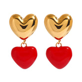Golden Heart – 18K Gold Pendant Earrings in Romantic Heart Shape