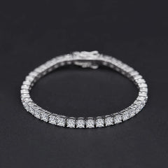 Eternal Sparkle – Pure S925 Silver Full Diamond Tennis Bracelet