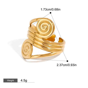 Geometric 18K Gold Thread Ring – Modern Adjustable Fashion Design
