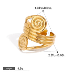 18K gold adjustable geometric ring for women
