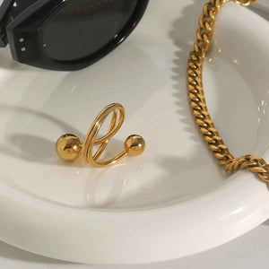 Geometric Spherical Ring in 18K Gold - Minimalist Modern Design for Unique Personal Style