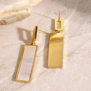 Rectangular Gemstone Pendant Earrings for Women - Argesteel