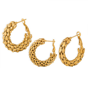 18K Gold C-Shaped Earrings for Women - Argesteel