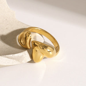 18K Gold Double Heart Open Ring - Argesteel