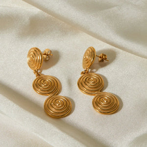 Threaded Aura β 18K Gold Circle Pendant Statement Earrings