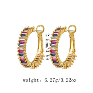 O-Shaped Gemstone Earrings for Women - Argesteel
