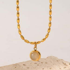 18K Gold Retro Gemstone Pendant Necklace for Women - Argesteel