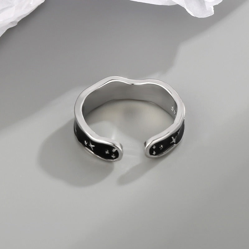 Wave Line Star Open Ring for Women - Argesteel