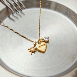 MOM Heart Butterfly Necklace – 18K Gold Plated Gift | Argesteel