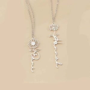 Eternal Bloom β S925 Silver Birthday Flower Customizable Name Necklace
