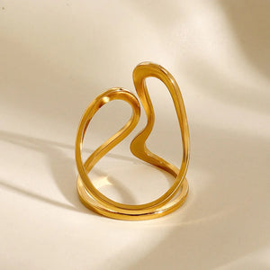 Bold Contour Gold Contour Ring β 18K Gold Trendy Unique Line Design - Argesteel