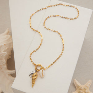 Conch Shell Pendant Necklace – 18K Gold Plated Ocean Fashion | Argesteel