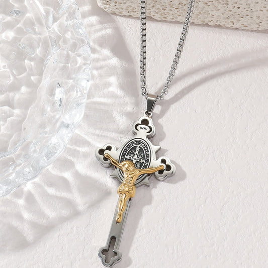 18K Gold Cross Pendant Necklace - Argesteel