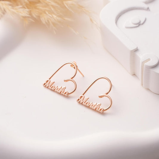 Heart Name Stud Earrings - Argesteel