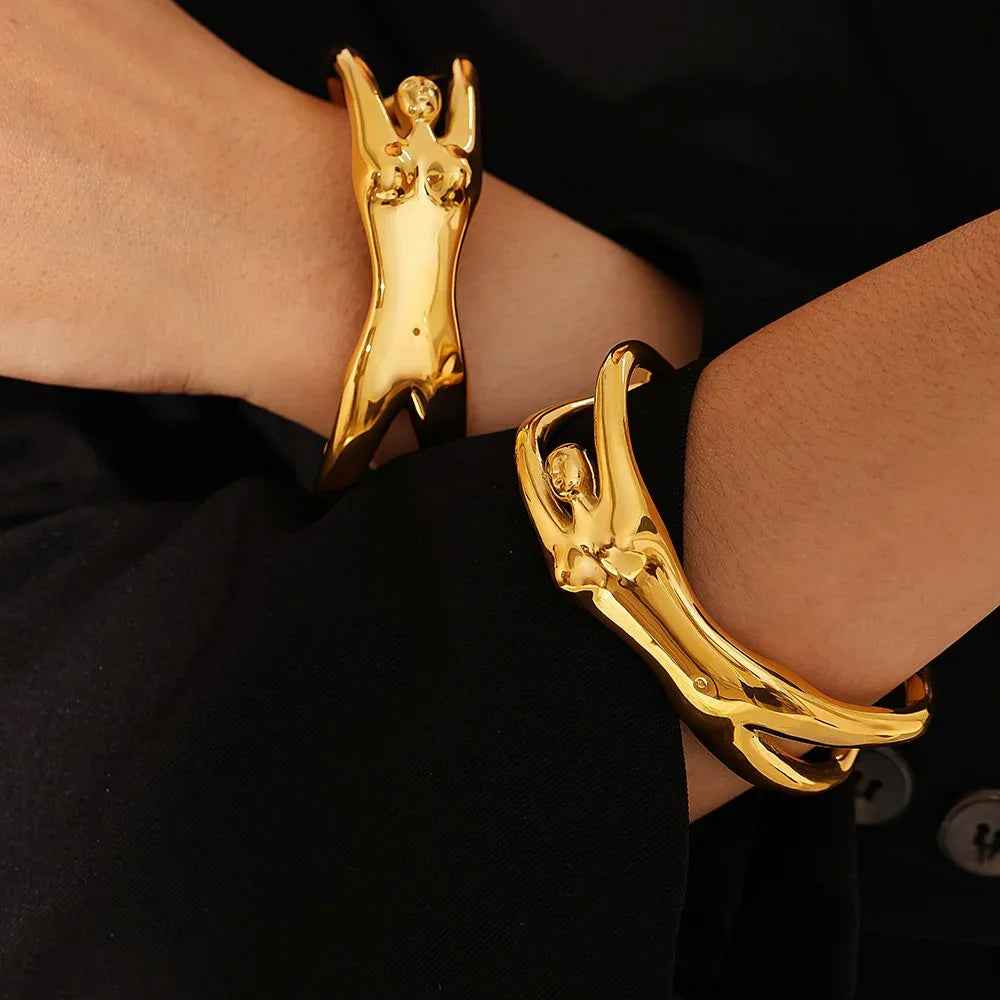 Vita Sculptural Body Bracelet - 18K Gold Artistic Cuff with Open Design