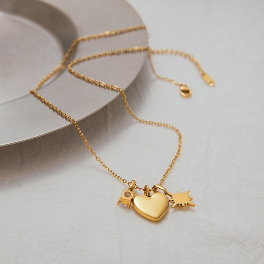 MOM Heart Butterfly Necklace – 18K Gold Plated Gift - Argesteel