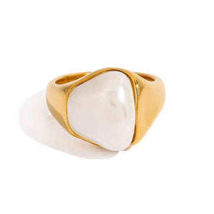 Irregular Pearl Ring β 18K Gold Trendy Modern Asymmetrical Design