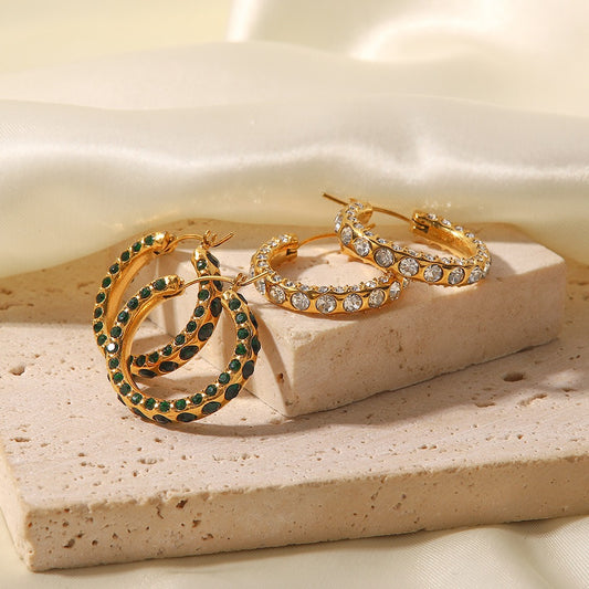18K Gold Circle Diamond Earrings for Women - Argesteel