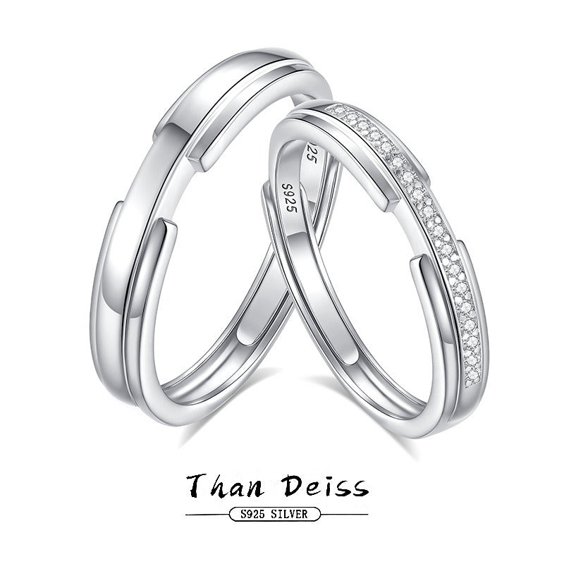 S925 Silver Diamond Couple Ring - Argesteel