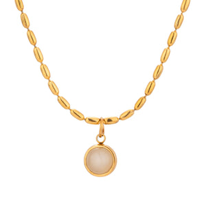 18K Gold Retro Gemstone Pendant Necklace for Women - Argesteel