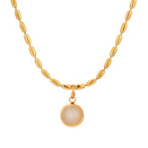 Retro-Inspired 18K Gold Gemstone Pendant Necklace