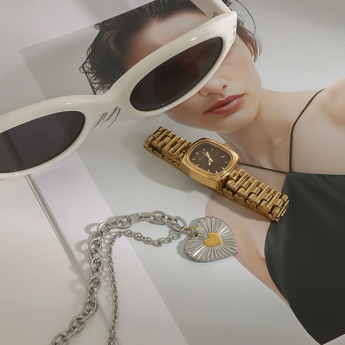 Titanium steel heart necklace with textured surface