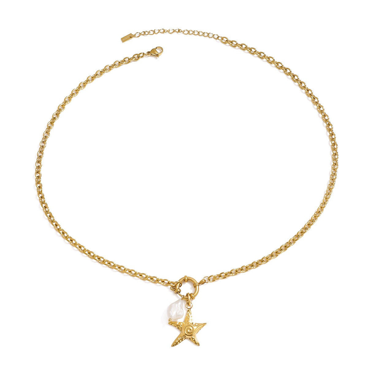 Starfish Pearl Necklace – 18K Gold Plated - Argesteel