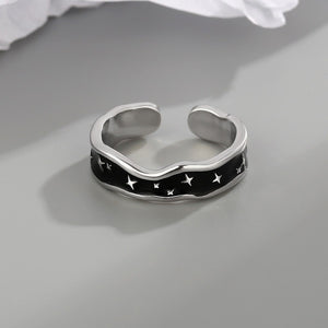 Wave Line Star Open Ring for Women - Argesteel