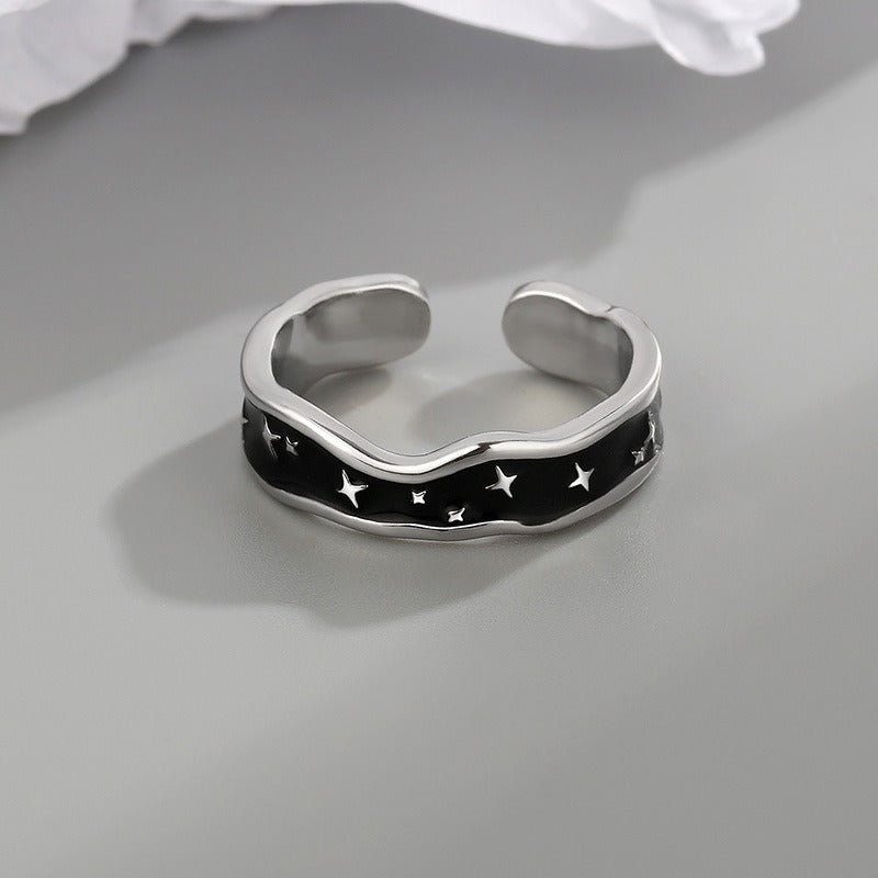 Wave Line Star Open Ring for Women - Argesteel