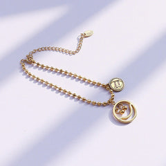 Lucky Vibes – 18K Gold Smiley Face GOOD LUCK Bracelet