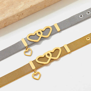 Eternal Bond – 18K Gold Love Bracelet with Strap-Inspired Heart Design