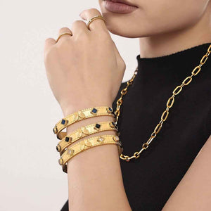 Papillon Luxe 18K Gold Butterfly Bracelet with Gemstone Inlay