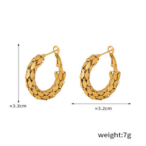 18K Gold C-Shaped Earrings for Women - Argesteel