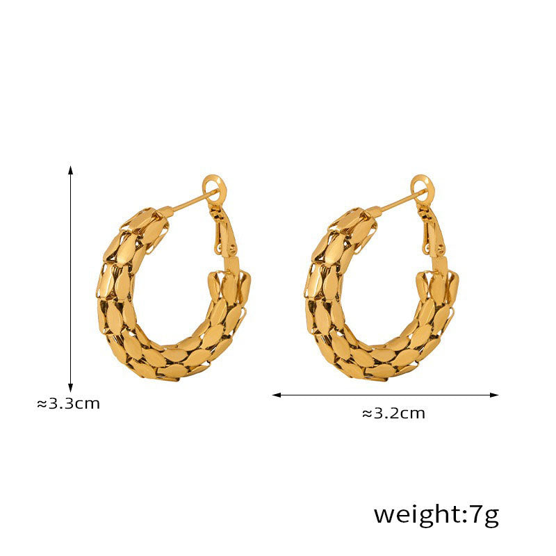 18K Gold C-Shaped Earrings for Women - Argesteel