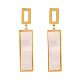 Luxe Line – 18K Gold Rectangular Drop Earrings with Gemstone Inlay