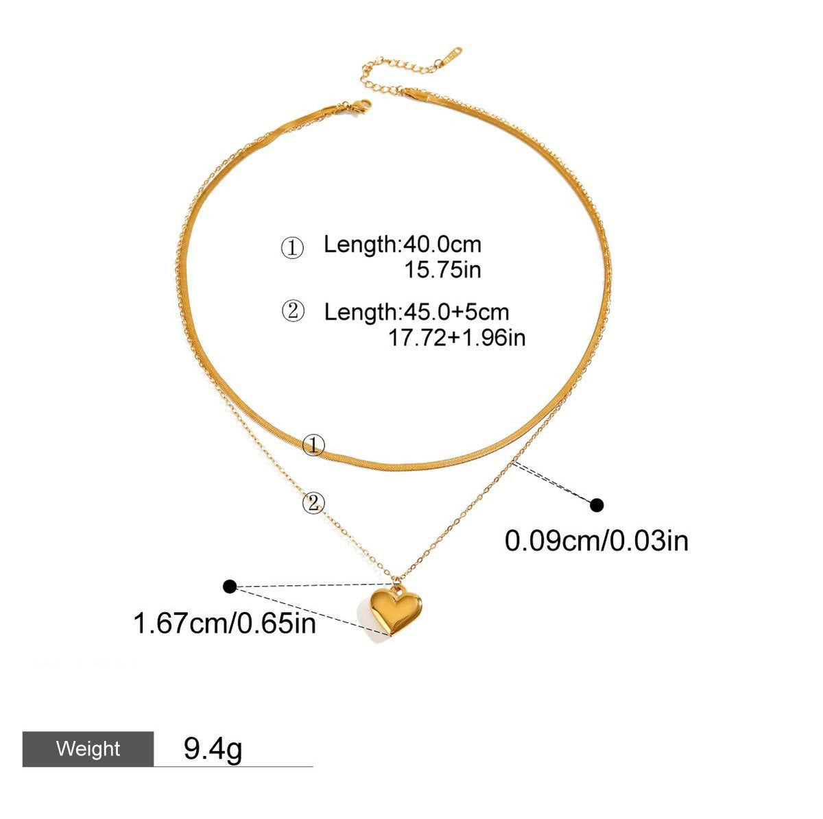 Double Chain Heart Star Necklace – 18K Gold Plated Simple | Argesteel