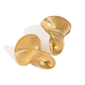 18K Gold Textured Geometric Twisted Earrings for Women - Argesteel