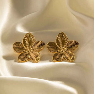 Rosaria Vintage Floral Earrings - 18K Gold Retro Palace Design