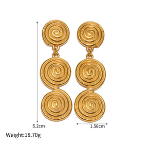 Threaded Aura β 18K Gold Circle Pendant Statement Earrings