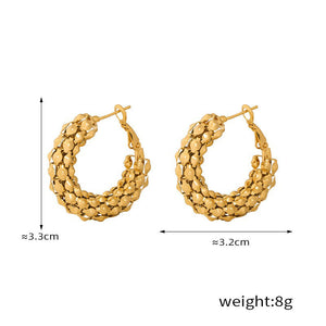18K Gold C-Shaped Earrings for Women - Argesteel
