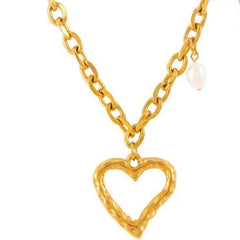 Bloom Heart 18K Gold Hollow Pendant Necklace – Light Luxury Design - Argesteel