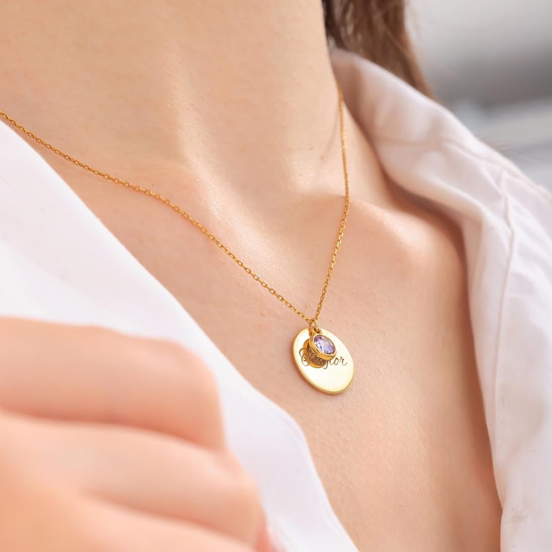 Custom Double Layer Birthstone Necklace – Personalized - Argesteel