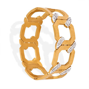 Urban Glow β 18K Gold Geometric C-Shape Zircon Bracelet